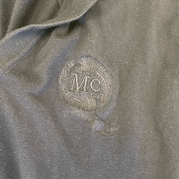 McQ by Alexander McQueen Tipped Johnny Collar Cotton Polo Sweater in Navy Size L - Picture 3 of 8
